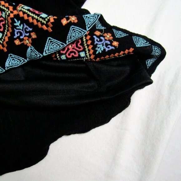 Savanna Jane Black Embroidered Halter Mini Dress Open Back Womens Size M Boho - Picture 9 of 11